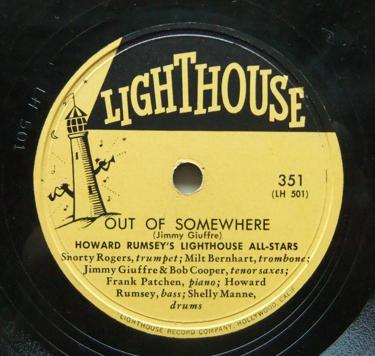 ◆ HOWARD RUMSEY Lighthouse All-Stars / Out Of Somewhere / Viva Zapata! ◆ Lighthouse 351 (78rpm SP) ◆_画像1