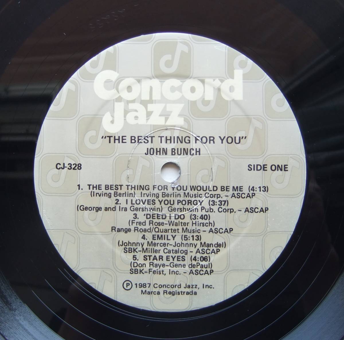 ◆ JOHN BUNCH Trio / The Best Thing For You ◆ Concord Jazz CJ-328 (promo) ◆_画像3