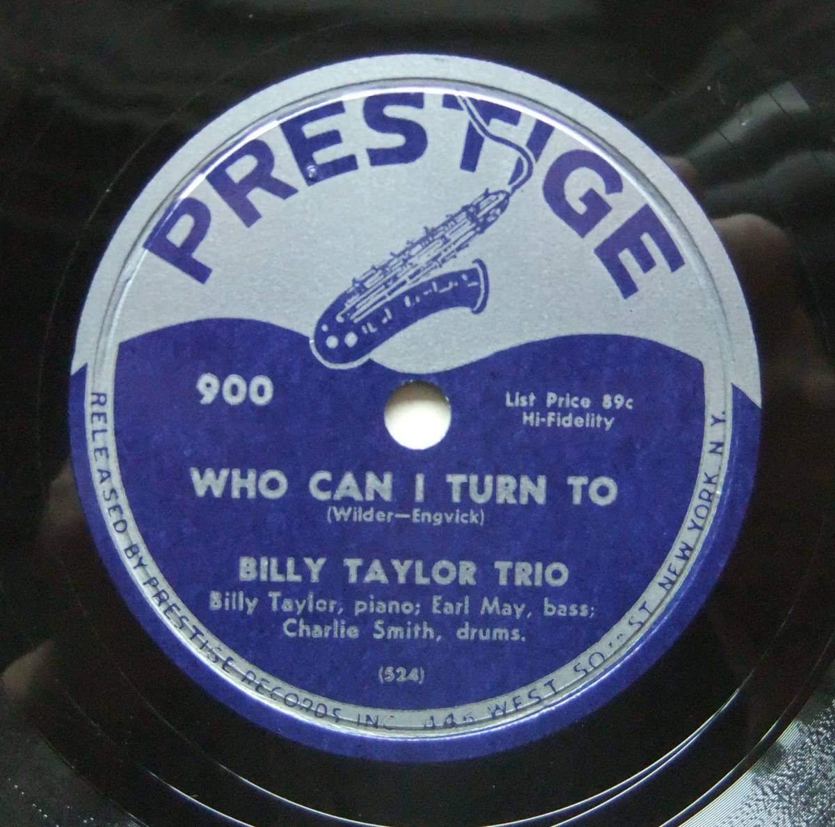 ◆ BILLY TAYLOR Trio / Who Can I Turn To / My One And Only Love ◆ Prestige 900 (78rpm SP) ◆_画像1