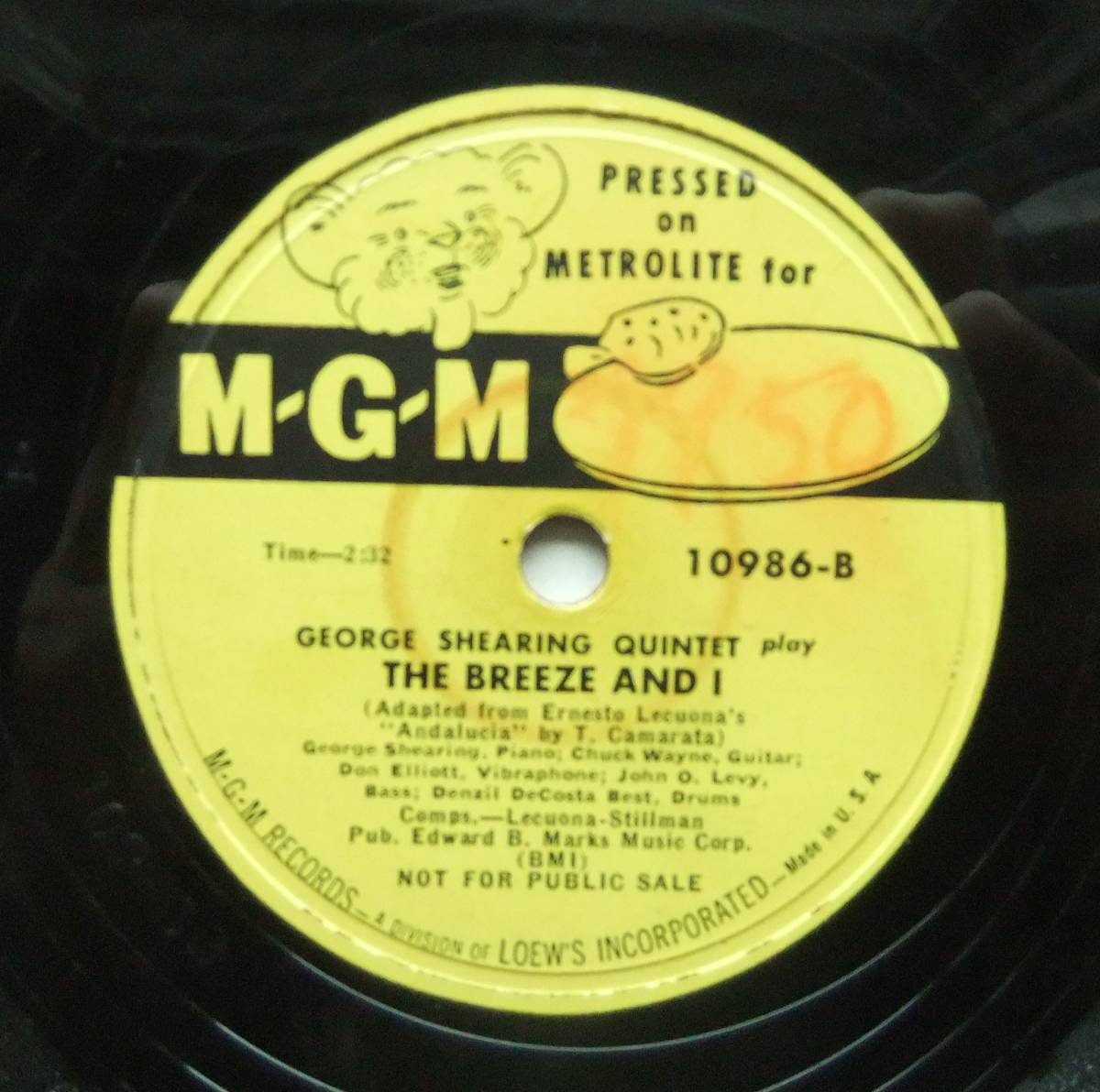 * GEORGE SHEARING Quintet / I Remember You / The Breeze and I * MGM 10986 (78rpm SP) *