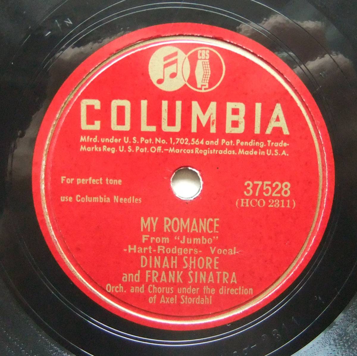 ◆ DINAH SHORE and FRANK SINATRA / Tea For Two / My Romance ◆ Columbia 37528 (78rpm SP) ◆の画像2
