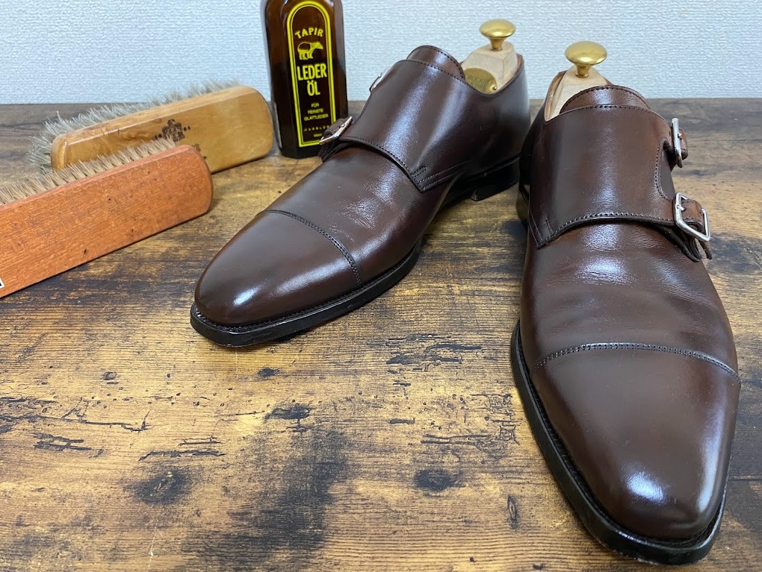 値上後定価11万円 美品 Crockett&Jones 人気ラスト#348 D-Brown LOWNDES Sz.8E // クロケット&ジョーンズ 濃茶 ロウンズ 日本26.5cm相当_画像4