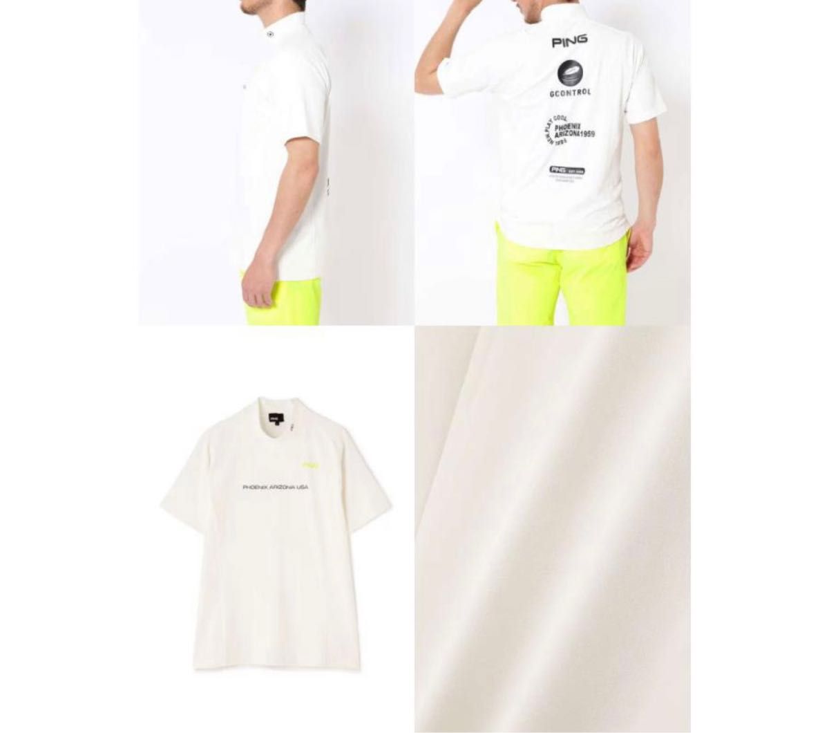 【値下げ】ピン PINGハイネックシャツ 半袖　2023春夏　白　新品