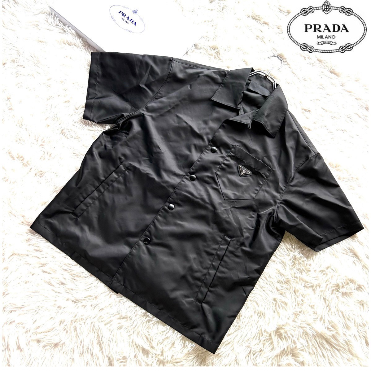 極上品 保存箱付き プラダ PRADA 19SS 三角ロゴ プレート ナイロン