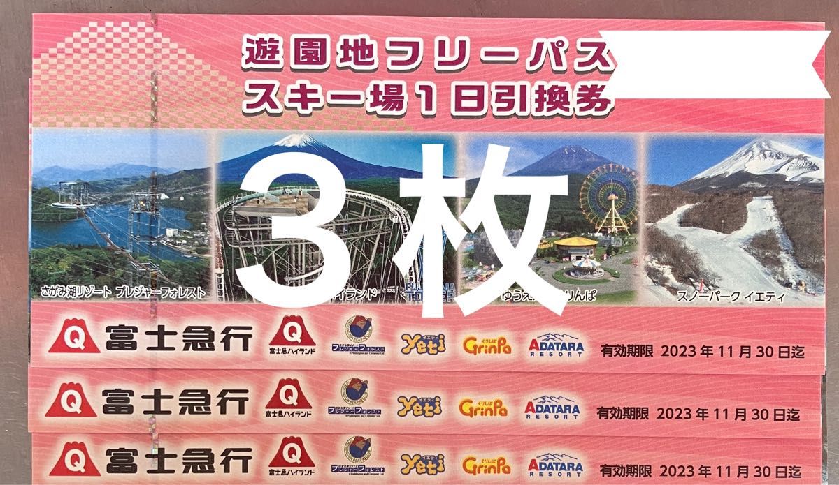 即日発送　　富士急ハイランド フリーパス　3名分　2023年11月30日迄