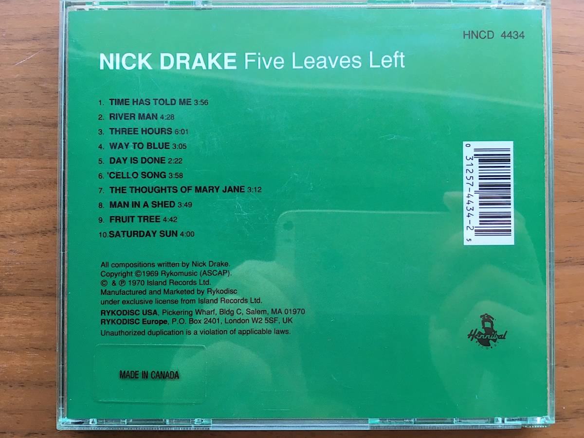 美盤 国内初版 Nick Drake FIVE LEAVES LEFT CD green jewel case 1st with Richard Thompson, Danny Thompson… and more / Folk Rock_画像10