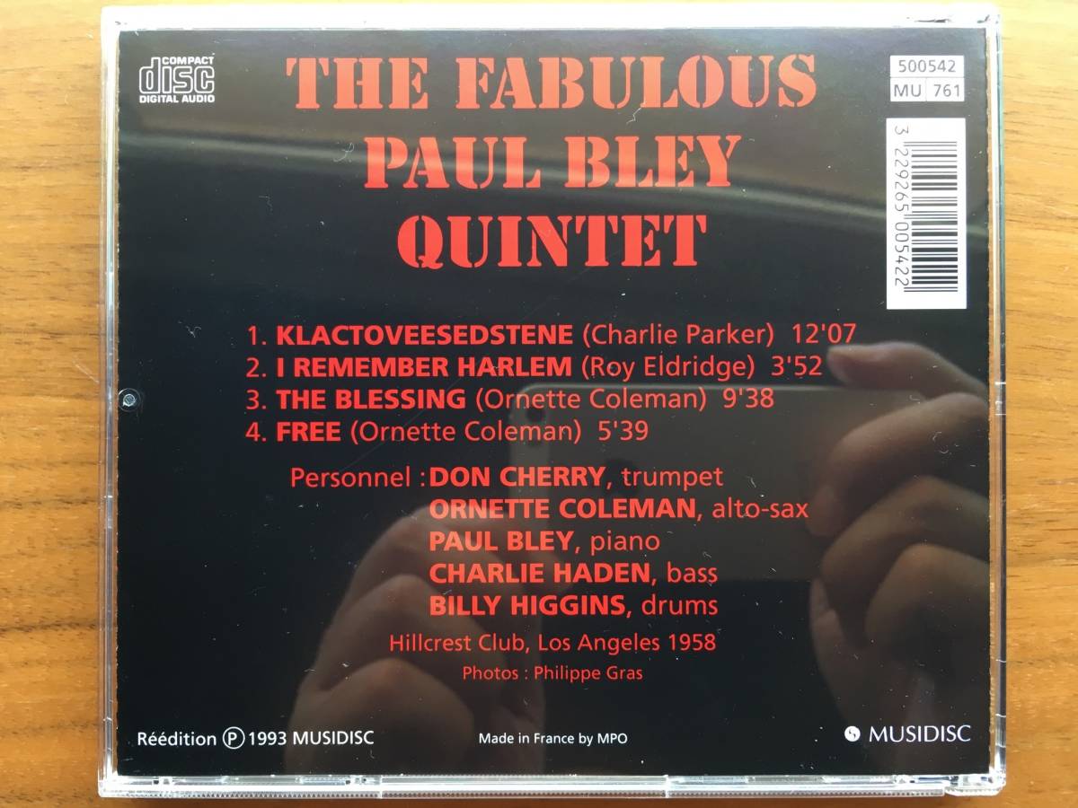 廃盤 美品 Don Cherry, Ornette Coleman, Paul Bley, Charlie Haden, Billy Higgins THE FABULOUS PAUL BLEY QUINTE CD / Free Jazzの画像4