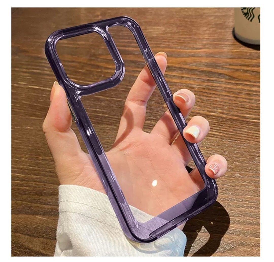 iPhone12 ケース クリア 紫 パープル 耐衝撃 シンプル　おしゃれ　韓国