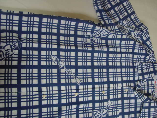 丸西相撲工房　アロハシャツ　takadagawacheck　Lサイズ　和柄　浴衣　_画像4