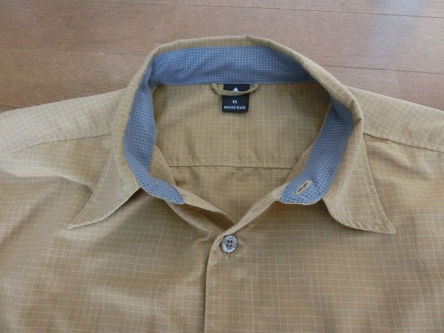 着用数回　mont・bell ハーススリーブシャツ　半袖シャツ　Mサイズ　からし色　ウイックロン仕様 1104908 定形外250円～_画像3
