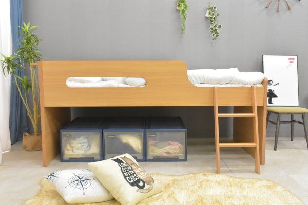 NW44-16V-AA-KC:[ region limitation free shipping new goods ] loft bed low type natural [ single wooden ladder outlet furniture red letters resolution ]