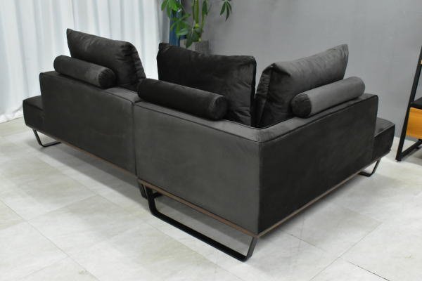 ST11-36T-KC:[ region limitation free shipping new goods prompt decision ] modern 3 seater . fabric couch sofa black [3P cloth made corner L character outlet furniture ]