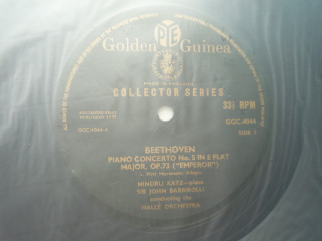 RE27 英PYE盤LP ベートーヴェン/ピアノ協奏曲第5番 カッツ/バルビローリ/ハレO_画像3