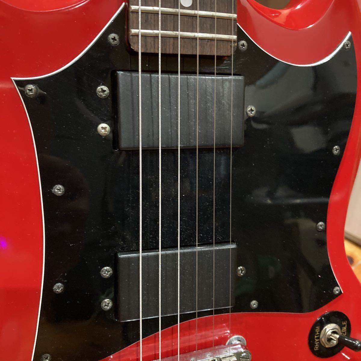 【雑貨】 エレキ ギター エピフォン Epiphone Gibson ギブソン SG 良品 本体約100×34×5cm エレキギター 音出し確認済み_画像9