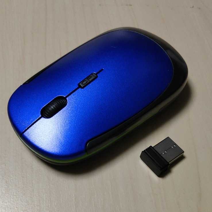 ◎マウス 超薄型 軽量 ワイヤレスマウス 《ネイビー》 USB 光学式 3ボタン 2.4G コンパクト
