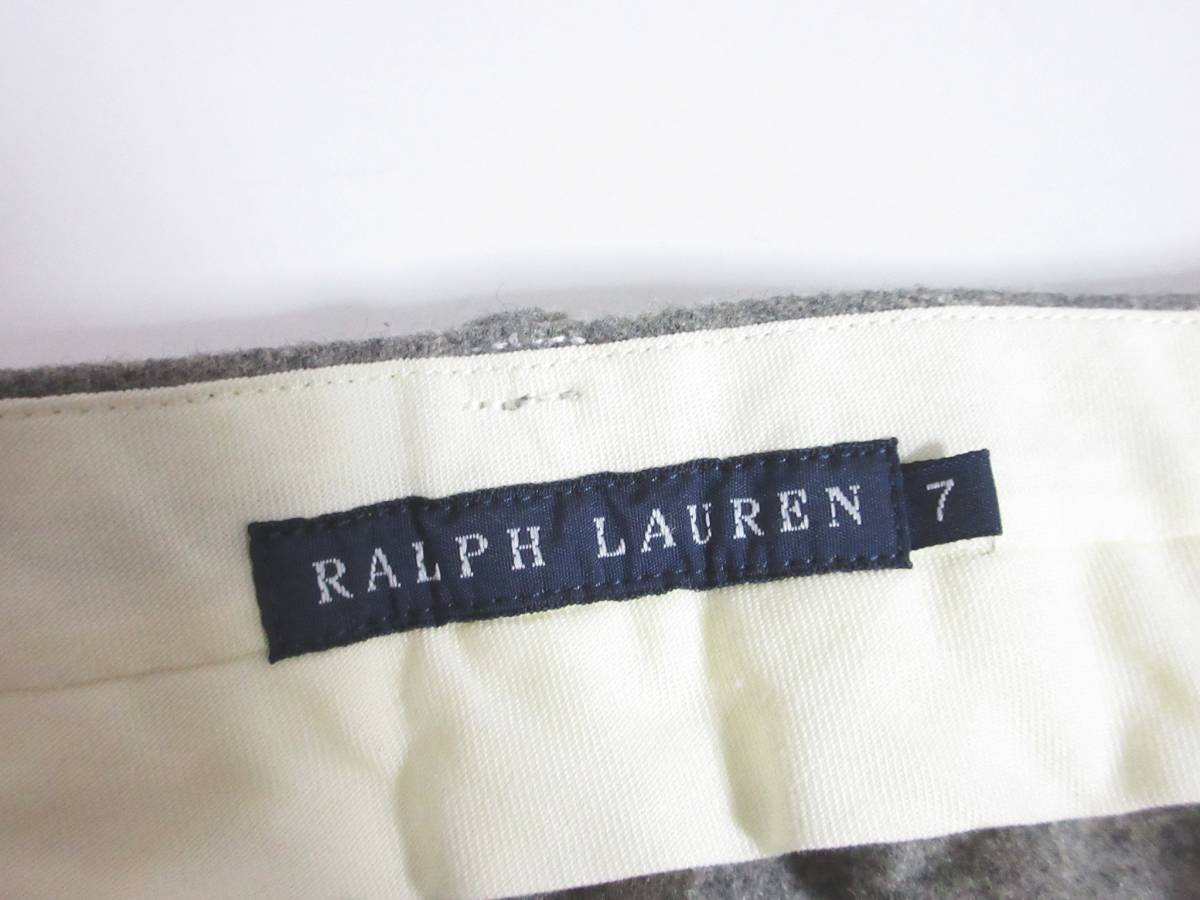RALPH LAUREN Ralph Lauren slacks long pants wool cashmere . center Press lady's 7 W61 H89 gray irmri kn1045