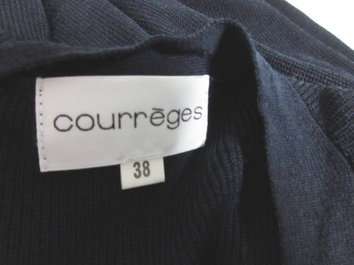 Courrges クレージュ ニット カーディガン ロング 長袖 レーヨン 春夏秋 レディース 38 黒 irmri yg4337_画像6