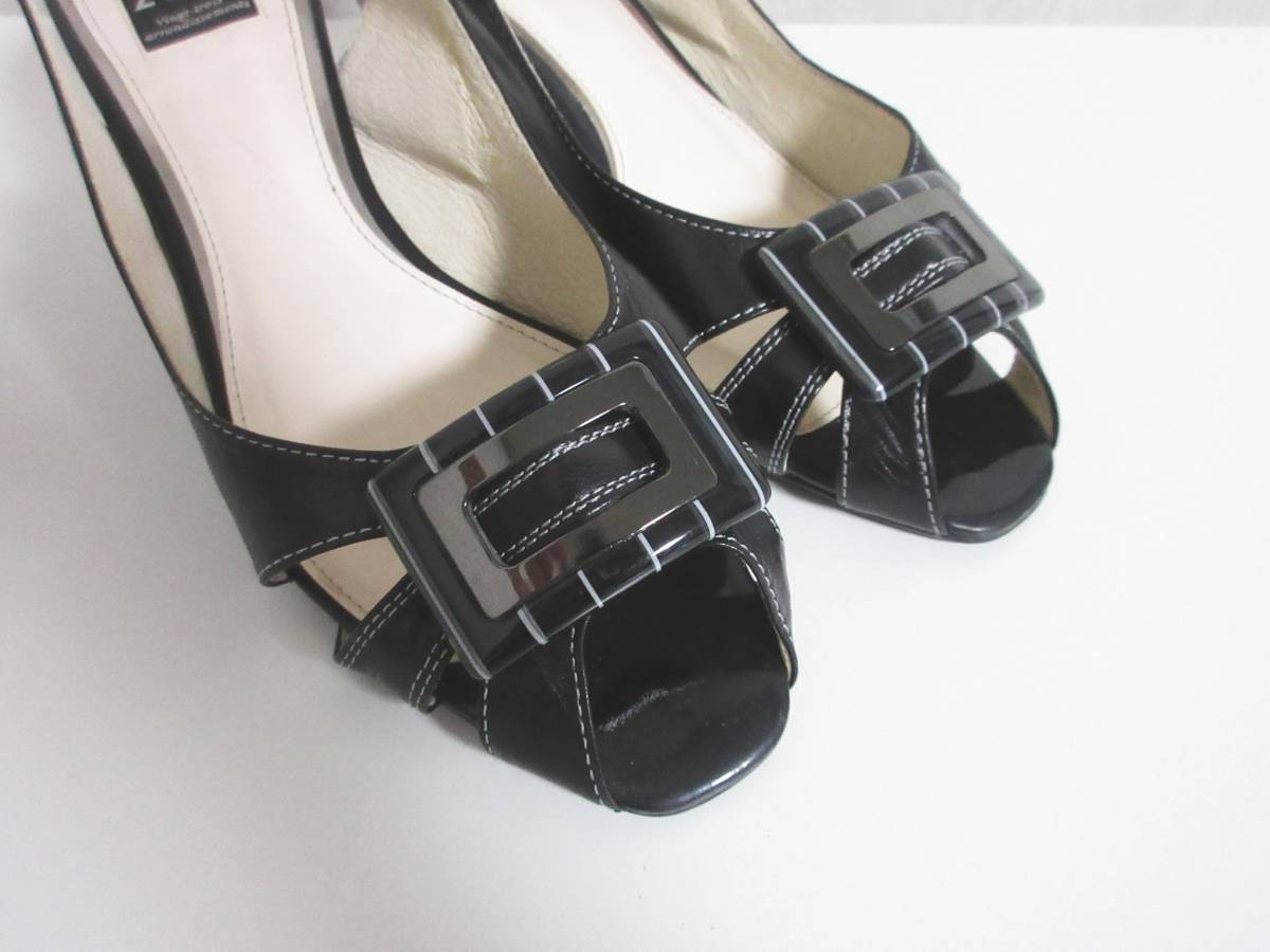 23区 レザー ストラップ サンダル 黒 ブラック 24 hj1045_画像2