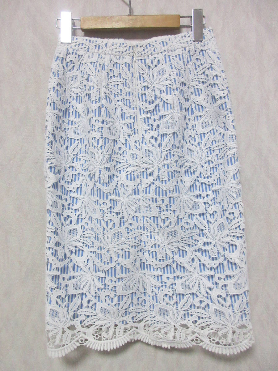 アプワイザーリッシェ Apuweiser-riche レース スカート 白 ブルー 0 irmri yg4345_画像3