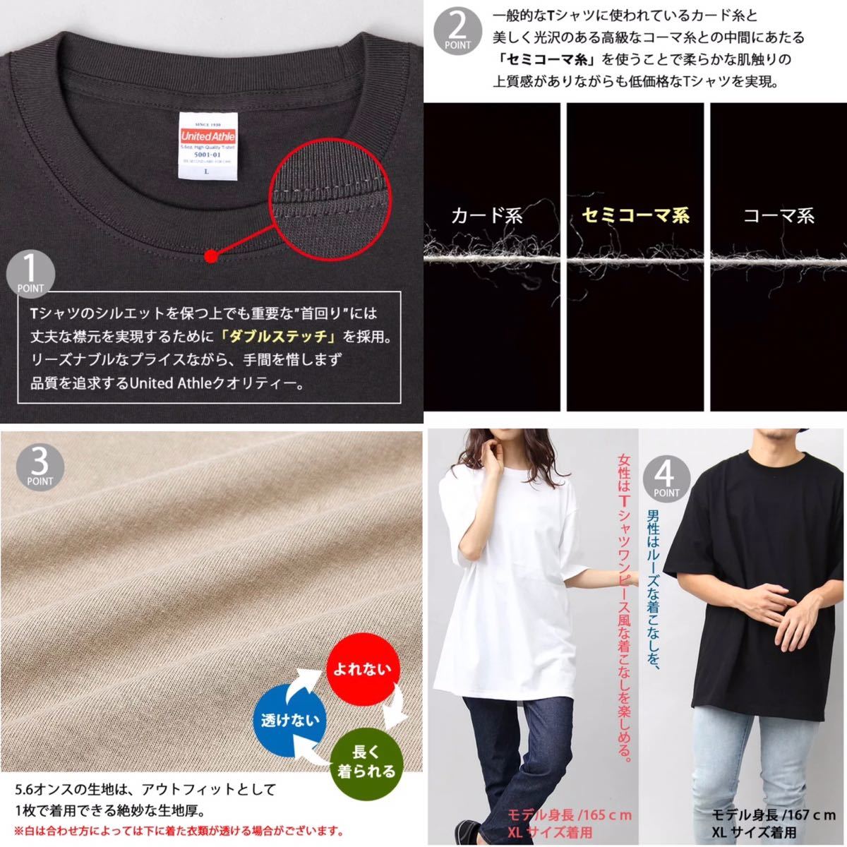 新品未使用 UNITED ATHLE 5.6oz 無地 半袖Tシャツ M サイズ 黒 ブラック グレー 2枚 セット ユナイテッドアスレ ユニセックス