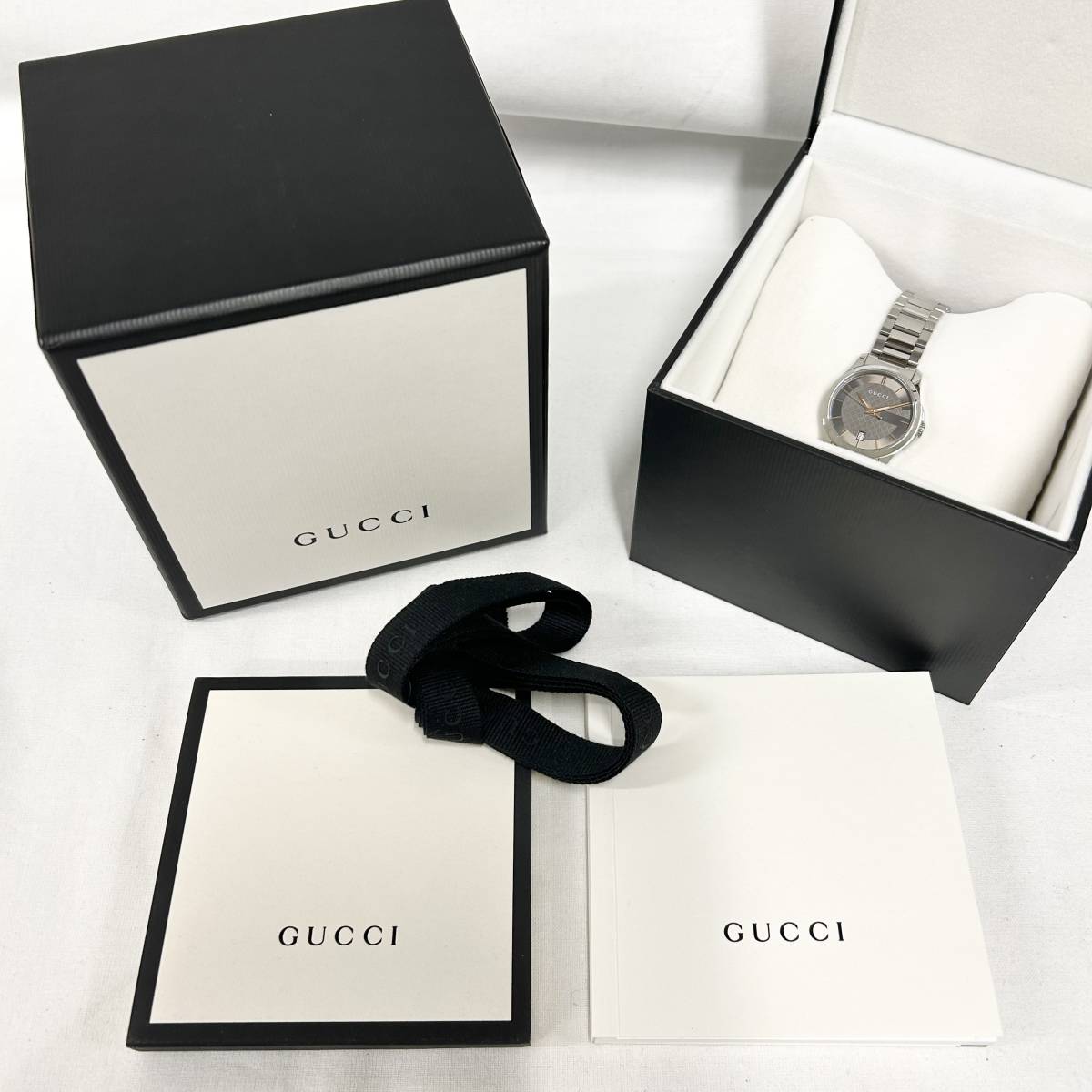 【スタート！！】グッチ YA126448 Gタイムレス クォーツ グレー文字盤 29ｍｍ 箱・保付き デイト グッチスポーツ GUCCI G-Timeless