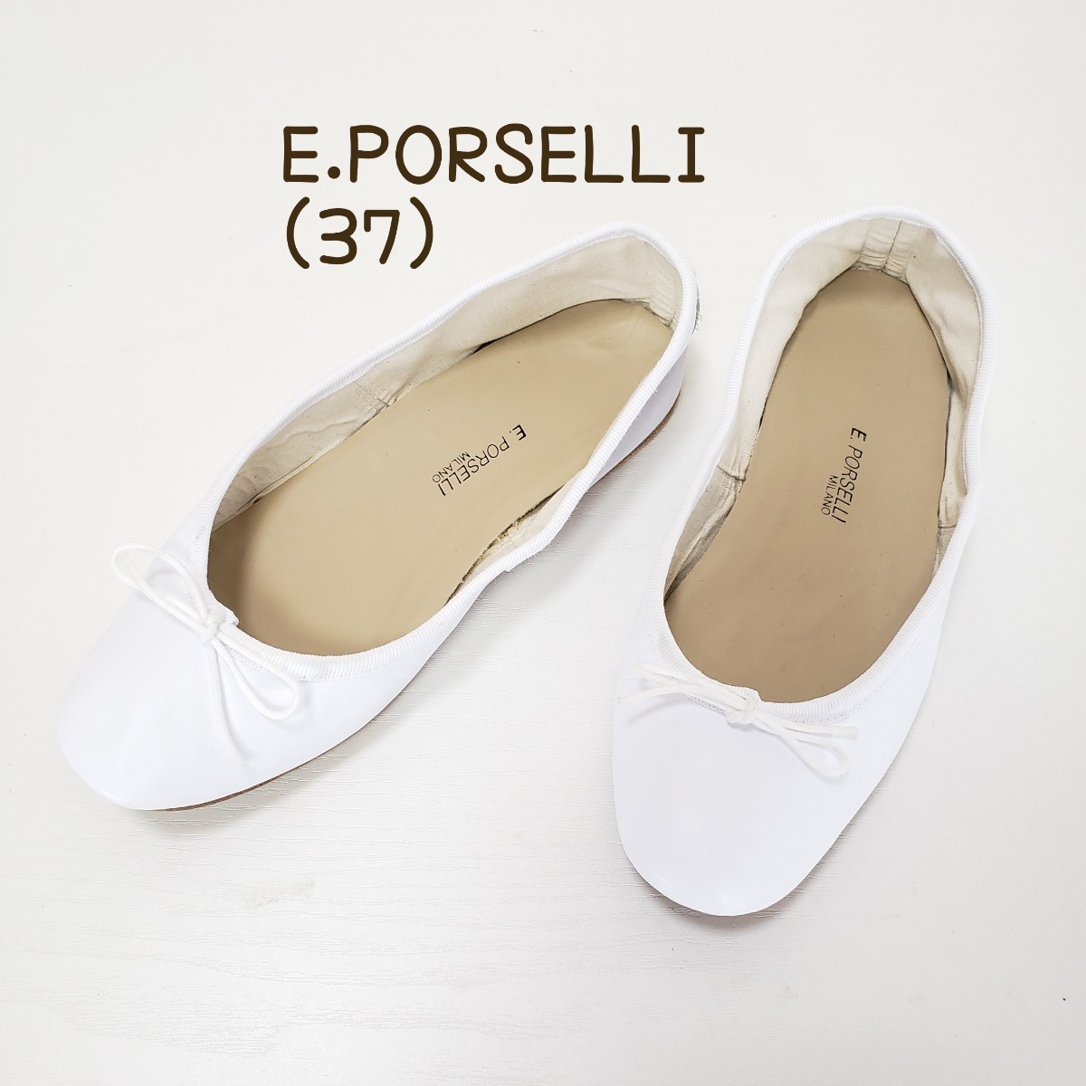 経典 ポルセリ 美品◇E.PORSELLI 本革レザー ホワイト レディース(37