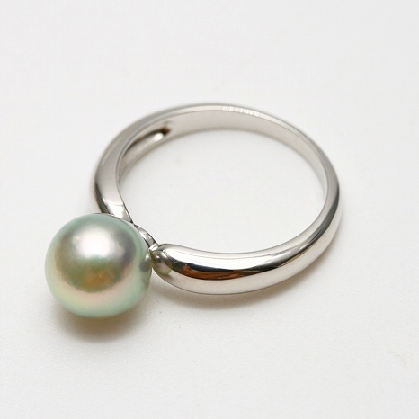 アコヤ真珠パールリング【指輪】 　8.0-8.5mm　ナチュラルカラー　シルバー製リング枠