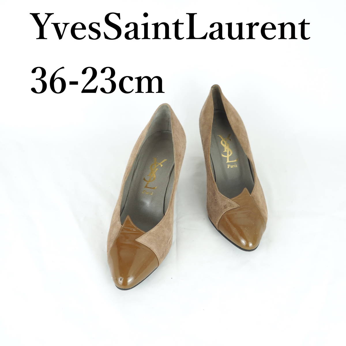 MK0536*YvesSaintLaurent*イブサンローラン*レディースパンプス*36-23cm*茶系の画像1