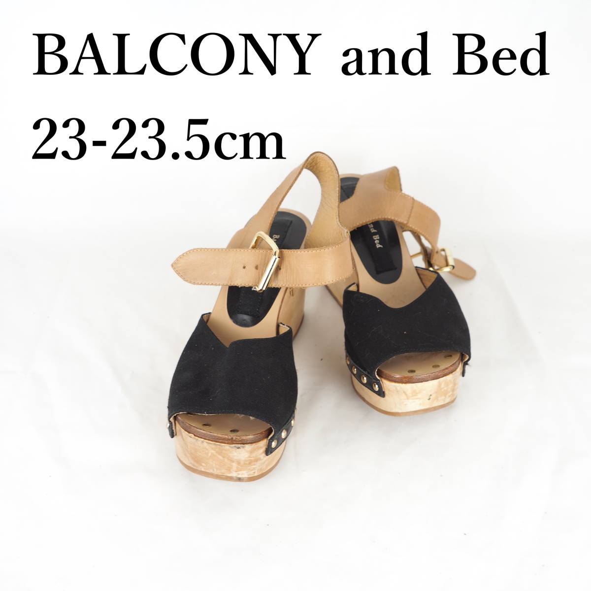 MK0641*Balcony and Bed*バルコニーアンドベット*レディースサンダル*23-23.5cm*黒_画像1