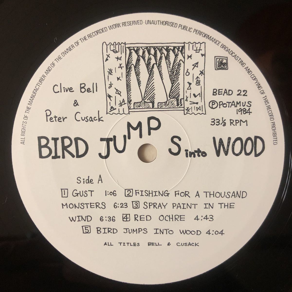 LP PETER CUSACK & CLIVE BELL/BIRD JUMPS INTO WOOD[UK ORIG:'84年:ex.49 AMERICANS:弦楽器と自然音のアブストラクトなアンビエント作品]_画像4