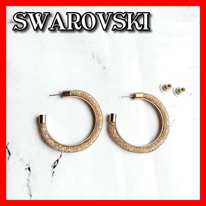 【1品限り】SWAROVSKI スワロフスキー ピアス ゴールド フープ レディース アクセサリー 女性 #B9_画像1