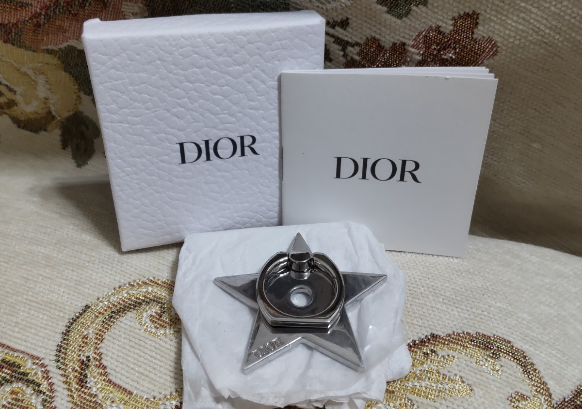 未使用 新品 Dior スマホ リング スター 星 ノベルティ Christian Dior 携帯リングホルダー 箱 冊子 付き