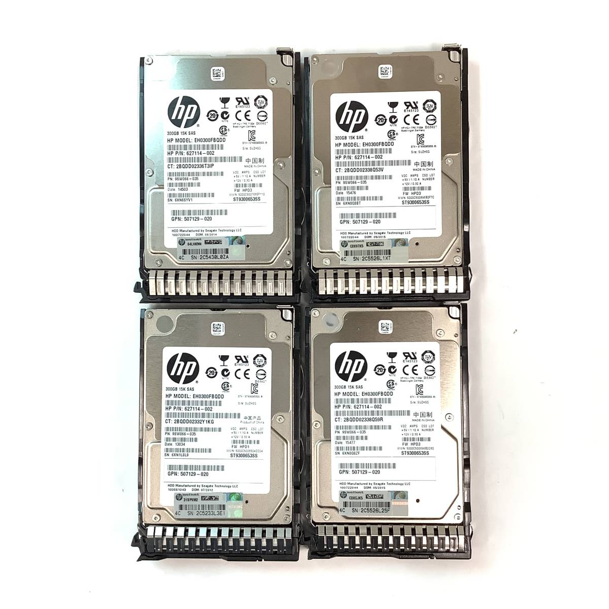 S5070361 HP 300GB SAS 15K 2.5インチG8マウンタHDD 4点【中古動作品