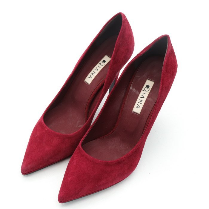 ダイアナ プレーンパンプス スエード ポインテッドトゥ ハイヒール 日本製 シューズ 靴 赤 レディース 24cmサイズ ワインレッド DIANA