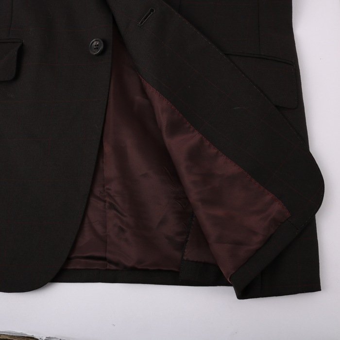 ジュンメン スーツ セットアップ 上下セット 無地 ジャケット パンツ ウール100% 日本製 メンズ Mサイズ ブラウン JUNMEN_画像4