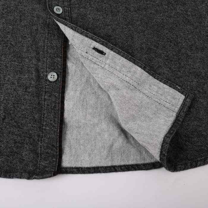 e- Be X flannel shirt long sleeve plain tops cotton 100% large size men's LL size gray abx