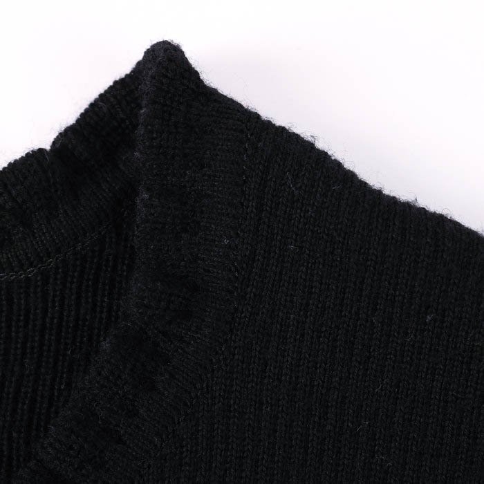 クリツィア ニット 長袖 Vネック セーター 大きいサイズ 黒 無地 トップス ウール100% 日本製 レディース 46サイズ ブラック KRIZIA_画像3