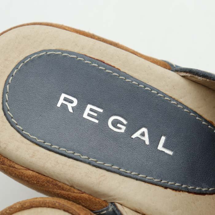 リーガル サボサンダル ミュール レザー ウェッジソール ブランド シューズ 靴 レディース 23cmサイズ ブルー REGAL_画像3
