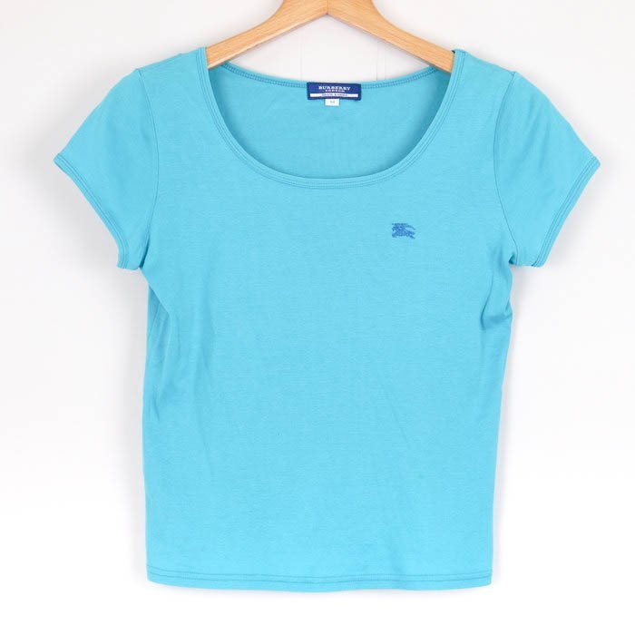 バーバリーブルーレーベル Tシャツ 半袖 ラウンドネック トップス コットン100％ レディース Mサイズ ブルー BURBERRY BLUE LABEL_画像1