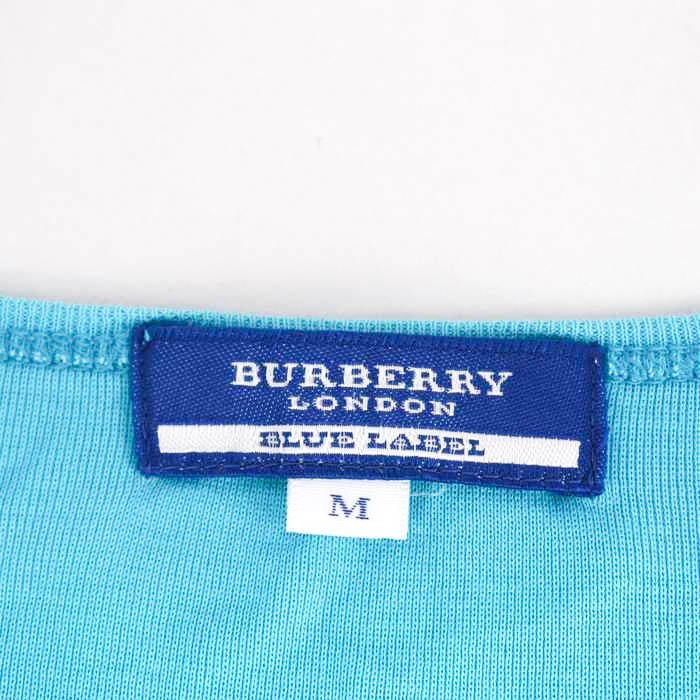 バーバリーブルーレーベル Tシャツ 半袖 ラウンドネック トップス コットン100％ レディース Mサイズ ブルー BURBERRY BLUE LABEL_画像2