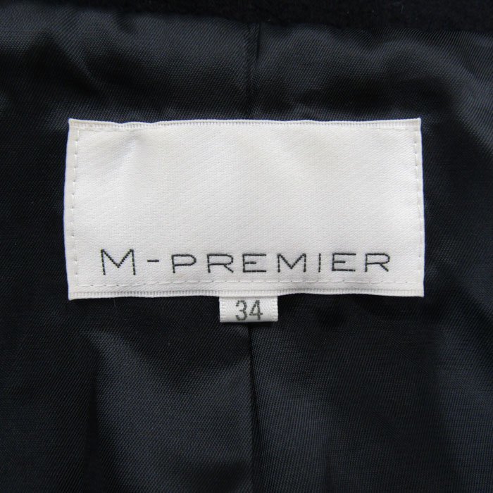 エムプルミエ コート 無地 ジャケット アウター ウール100% 日本製 レディース 34サイズ ブラック M-premier_画像2