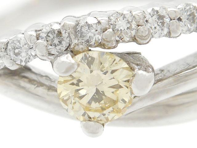 JEWELRY　ダイヤリング　指輪　K18WG　ホワイトゴールド　イエローダイヤモンド0.13ct　ダイヤモンド0.17ct　7号　【200】_画像6