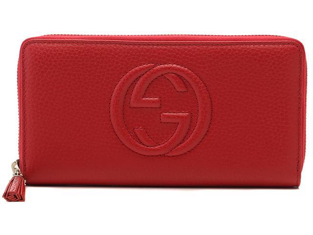 ＧUCCI　グッチ　タッセル付き　ソーホー　ラウンドファスナー長財布　レッド　レザー　【471】Y