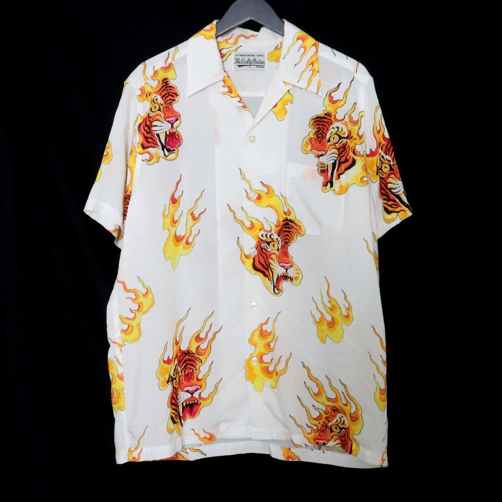 WACKO MARIA × TIM LEHI 20SS HAWAIIAN SHIRT アロハシャツ Mサイズ ホワイト ワコマリア ティムリー ハワイアン 虎柄 半袖