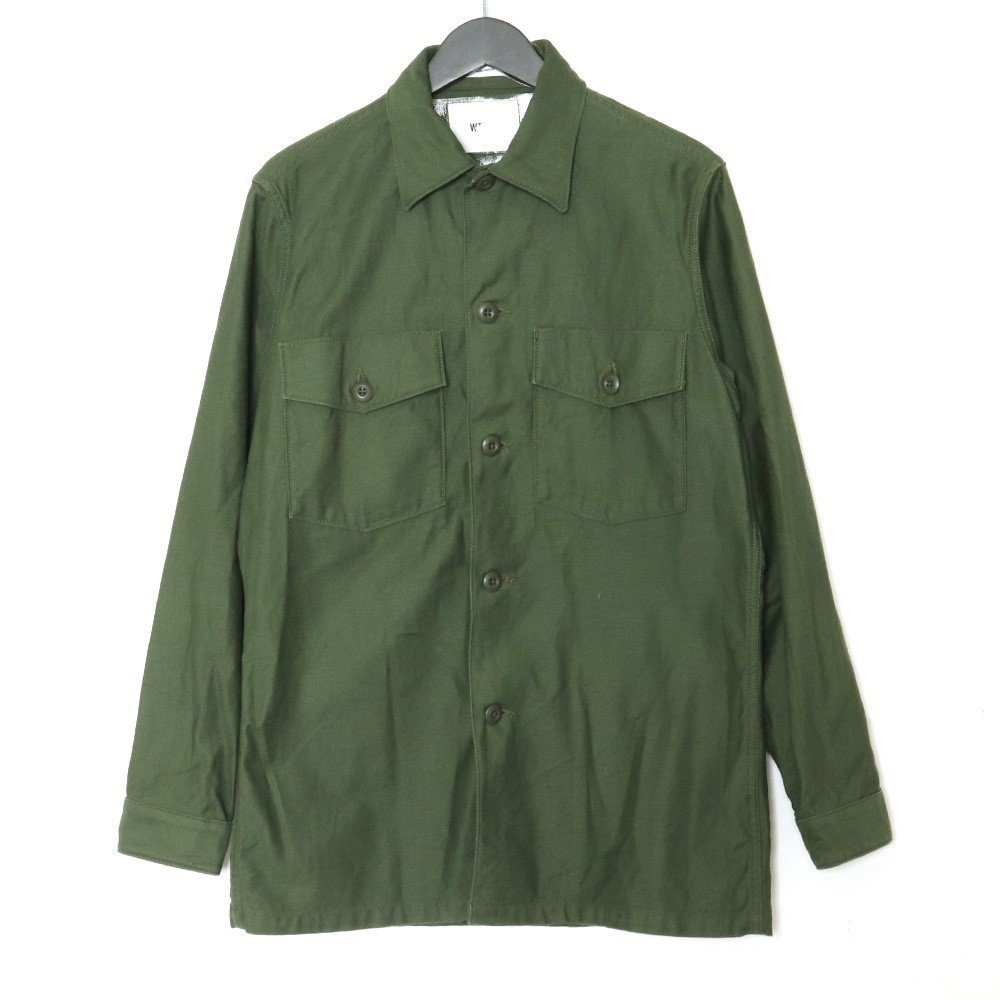 WTAPS BUDS LS COTTON-SATIN ミリタリー シャツ サイズ02 カーキ BRDT-SHM01 ダブルタップス 長袖 military shirt