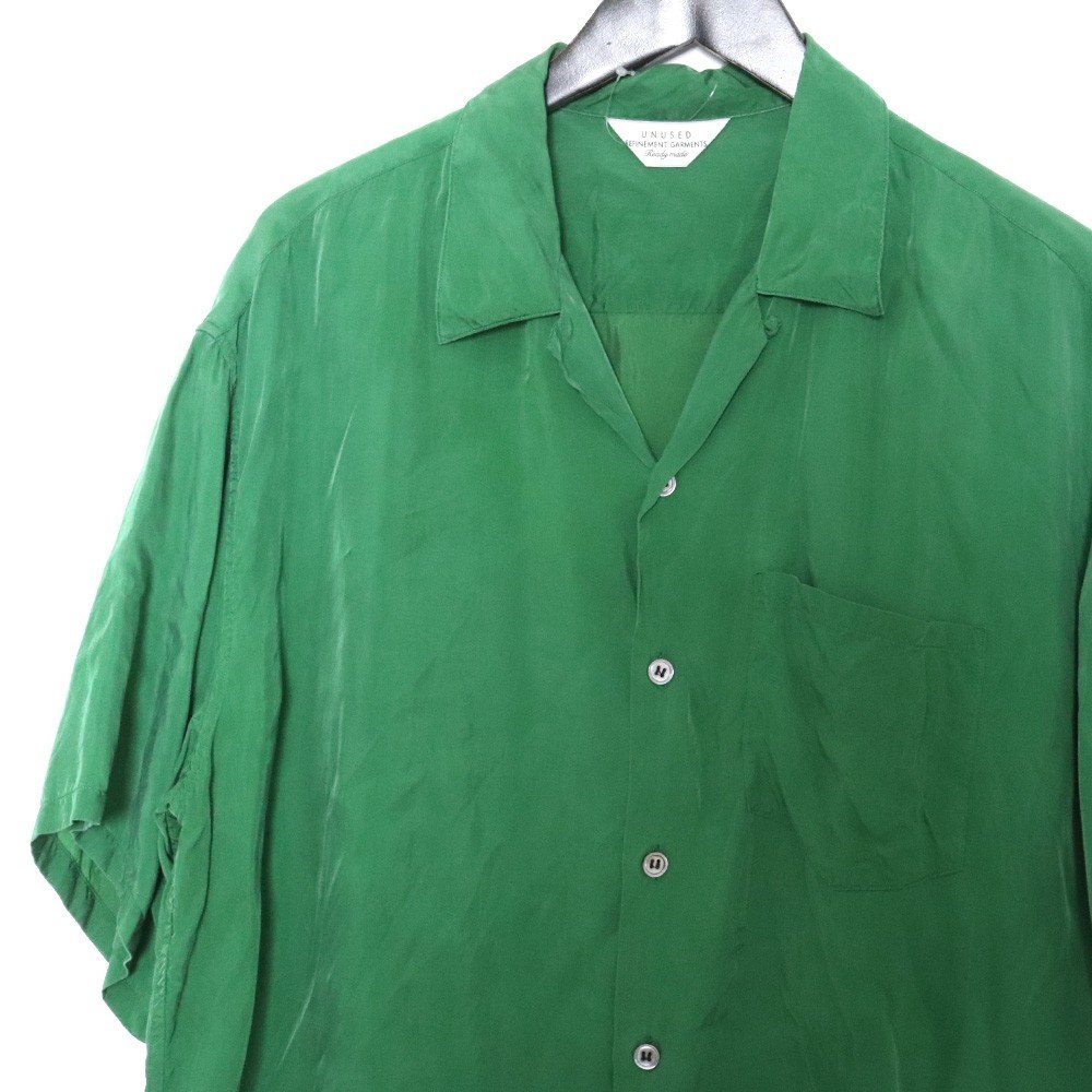UNUSED 17SS Open collar short sleeve shirt グリーン サイズ3 US1285 アンユーズド オープンカラールーズシャツ_画像3