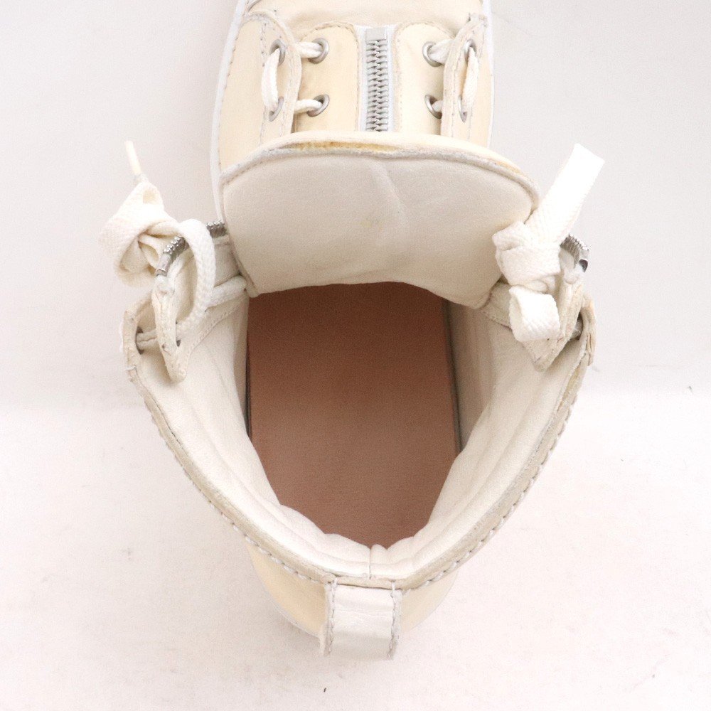 INCARNATION HORSE WHITE LEATHER SNEAKER ZIP FRONT FZ-n2 SHARK SOLES PIECE DYED 41 アイボリー 32611B-7987SAW_画像6