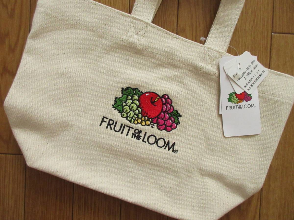 FRUIT OF THE LOOM fruit ob The room Logo embroidery lunch bag ( white ) fruit embroidery Mini tote bag bag 