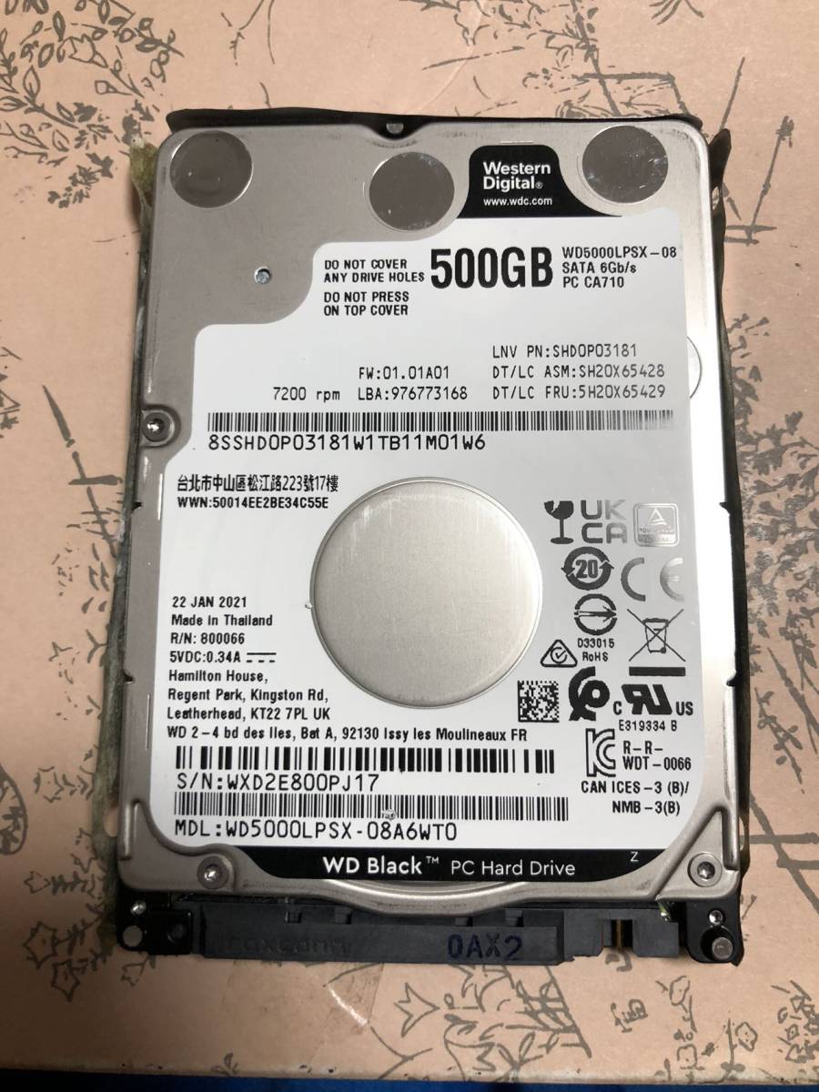 年末のプロモーション大特価! 新品同様【WD】WD5000LPSX/Western Digital 2.5インチHDD/500GB/WD Black/ハードディスク累積使用3時間 500GB~ 年末のプロモーション大特価! 新品同様【WD】WD5000LPSX/Western Digital 2.5インチHDD/500GB/WD Black/ハードディスク累積使用3時間 500GB~