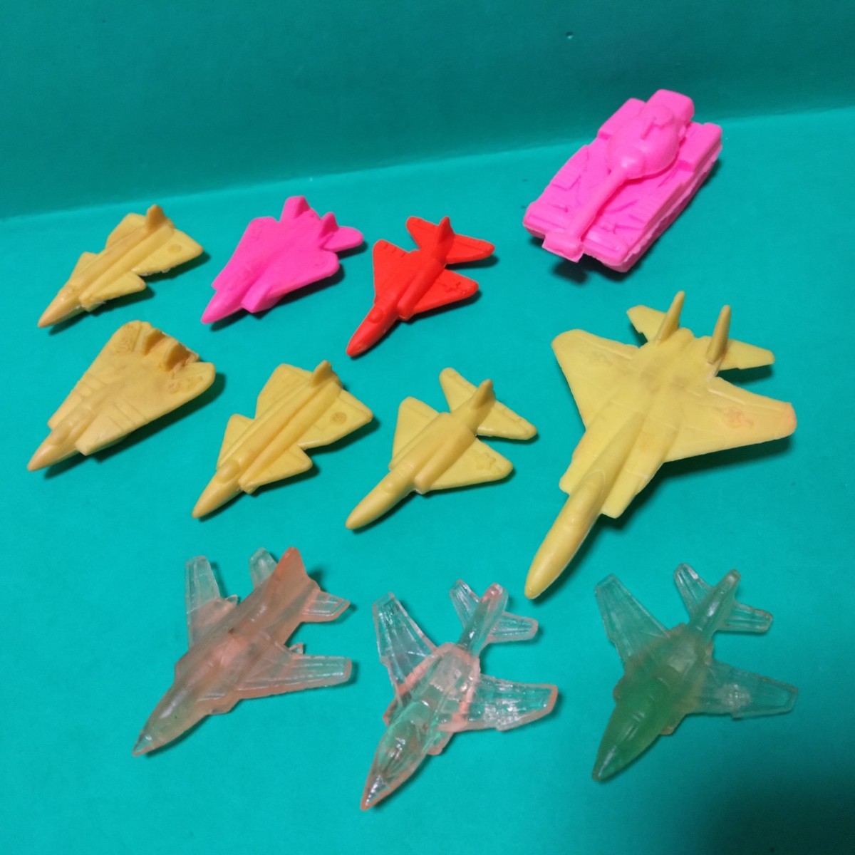  Showa Retro 70 period fighter (aircraft) tank eraser various large amount 11 machine Cosmos Gacha Gacha 3 machine contains F-14 F-15 Saab 37 Harrier chief ton MK2